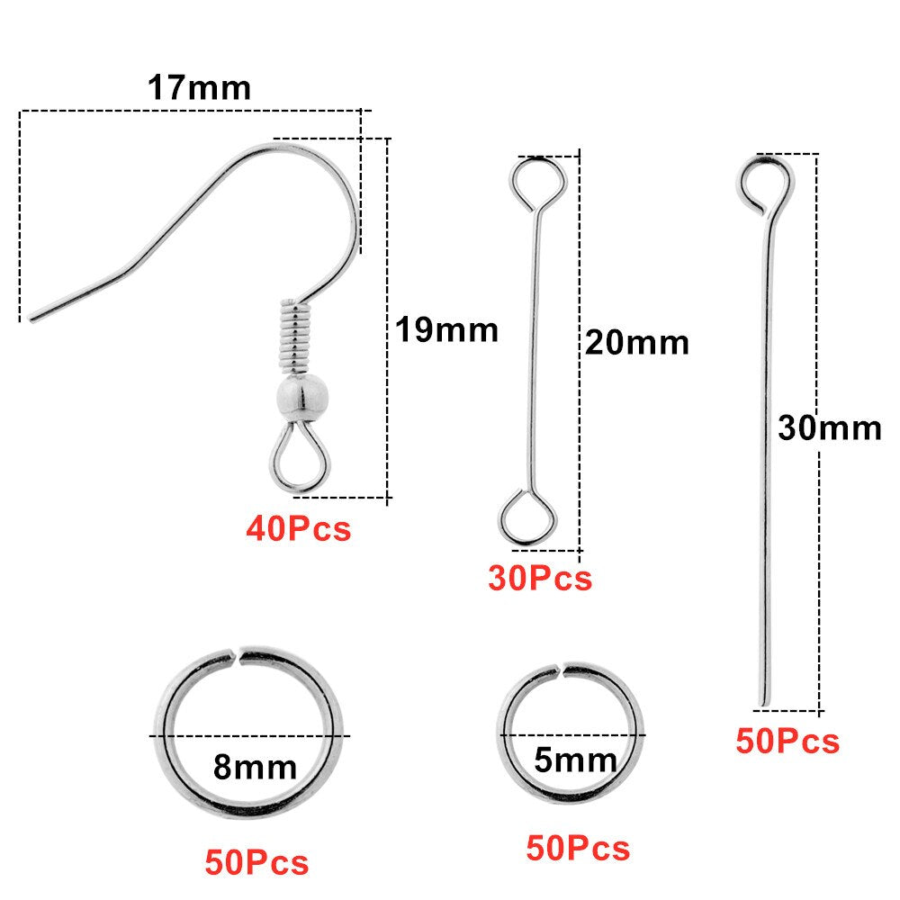 Ensemble de fabrication de boucles d'oreilles : crochets, anneaux et connexions, 100 à 300 pièces