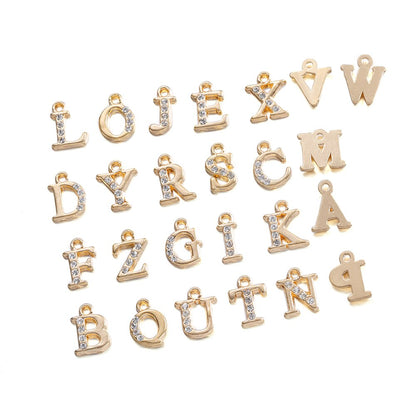 26 Stück Legierung eingelegte Strasssteine ​​AZ englische Buchstaben-Alphabet-Anhänger