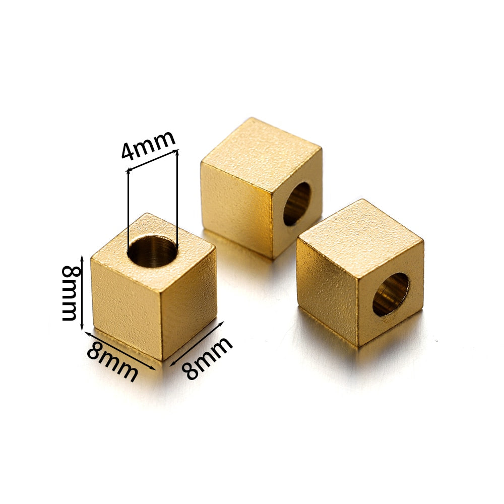 Perles d'espacement en tube et cube en acier inoxydable, 20 pièces