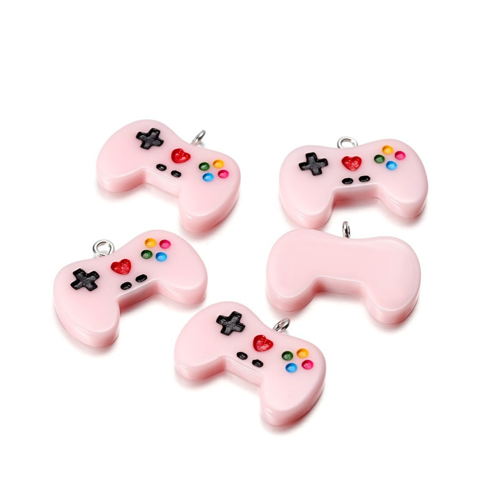 Bunte süße Gamepad-Harz-Anhänger, 10 Stück