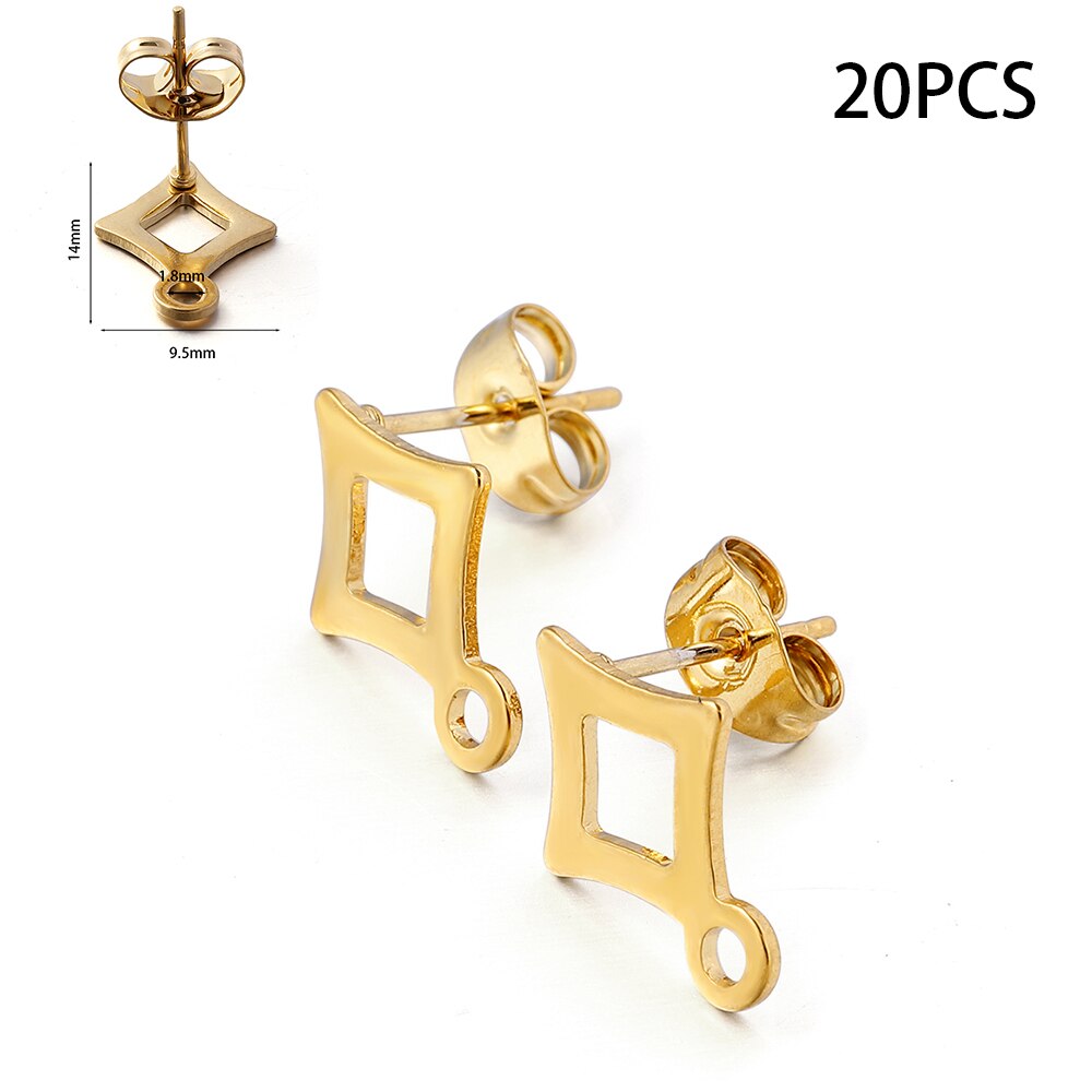 Clous de boucles d'oreilles vierges en acier inoxydable, 10-20 pièces