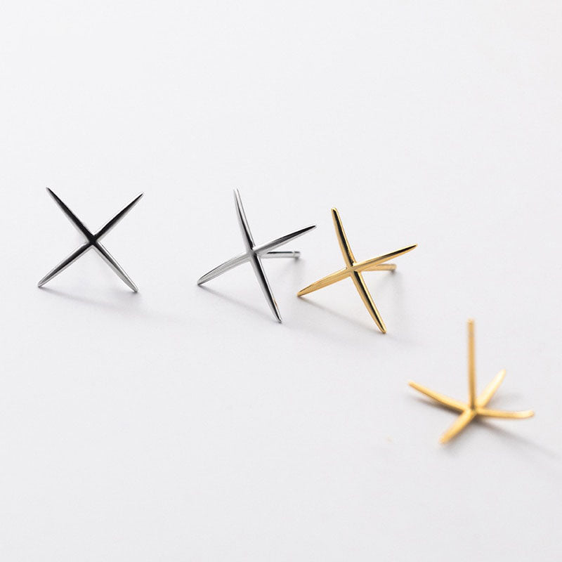 Boucles d'oreilles à tige couleur or en forme de X