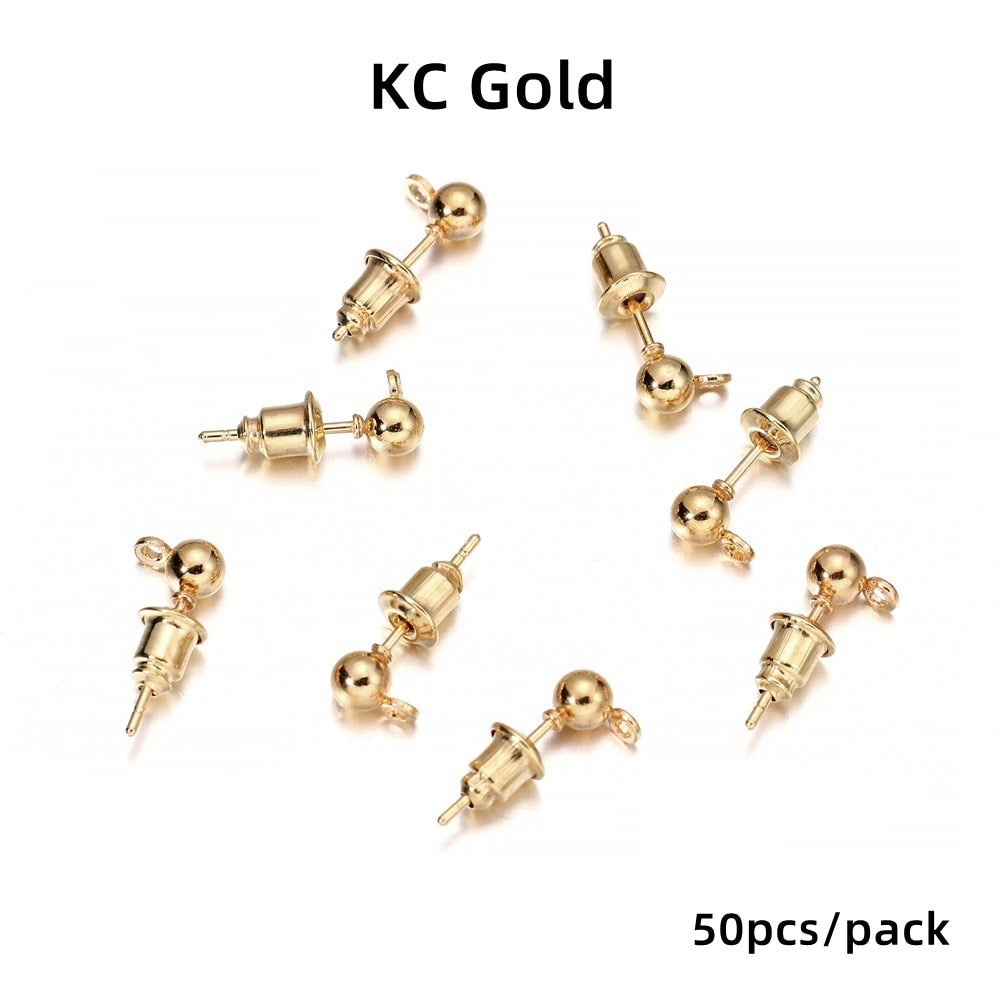 Épingles de base pour boucles d'oreilles à tige de 3 à 6 mm, 20 à 50 pièces