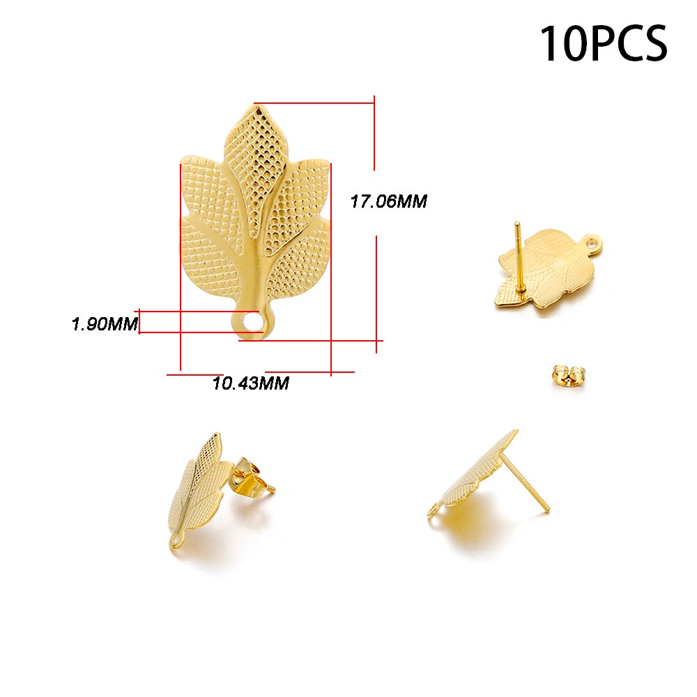 Clous de boucles d'oreilles vierges en acier inoxydable, 10-20 pièces