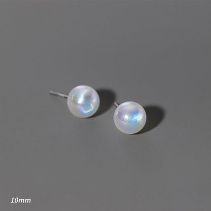 Rainbow Shell Pearl Stud Earrings