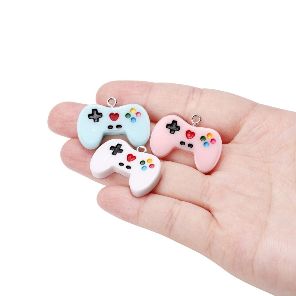 Bunte süße Gamepad-Harz-Anhänger, 10 Stück