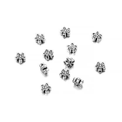6 mm tibetische antike Spacer-Blumenperle, 50 Stück
