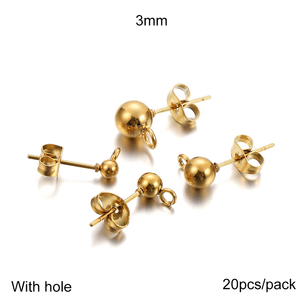Clous de boucles d'oreilles vierges en acier inoxydable, 10-20 pièces
