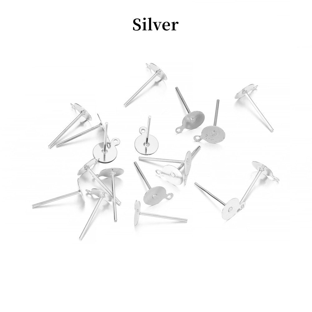 6-12 mm Stud Earring Blank Base, 200pcs