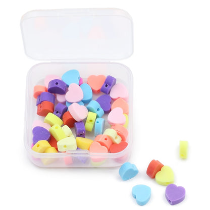 50pcs Heart Polymer Clay Beads DIY Kit