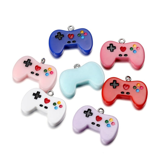 Colorful Cute Gamepad Resin Charms Pendants, 10Pcs