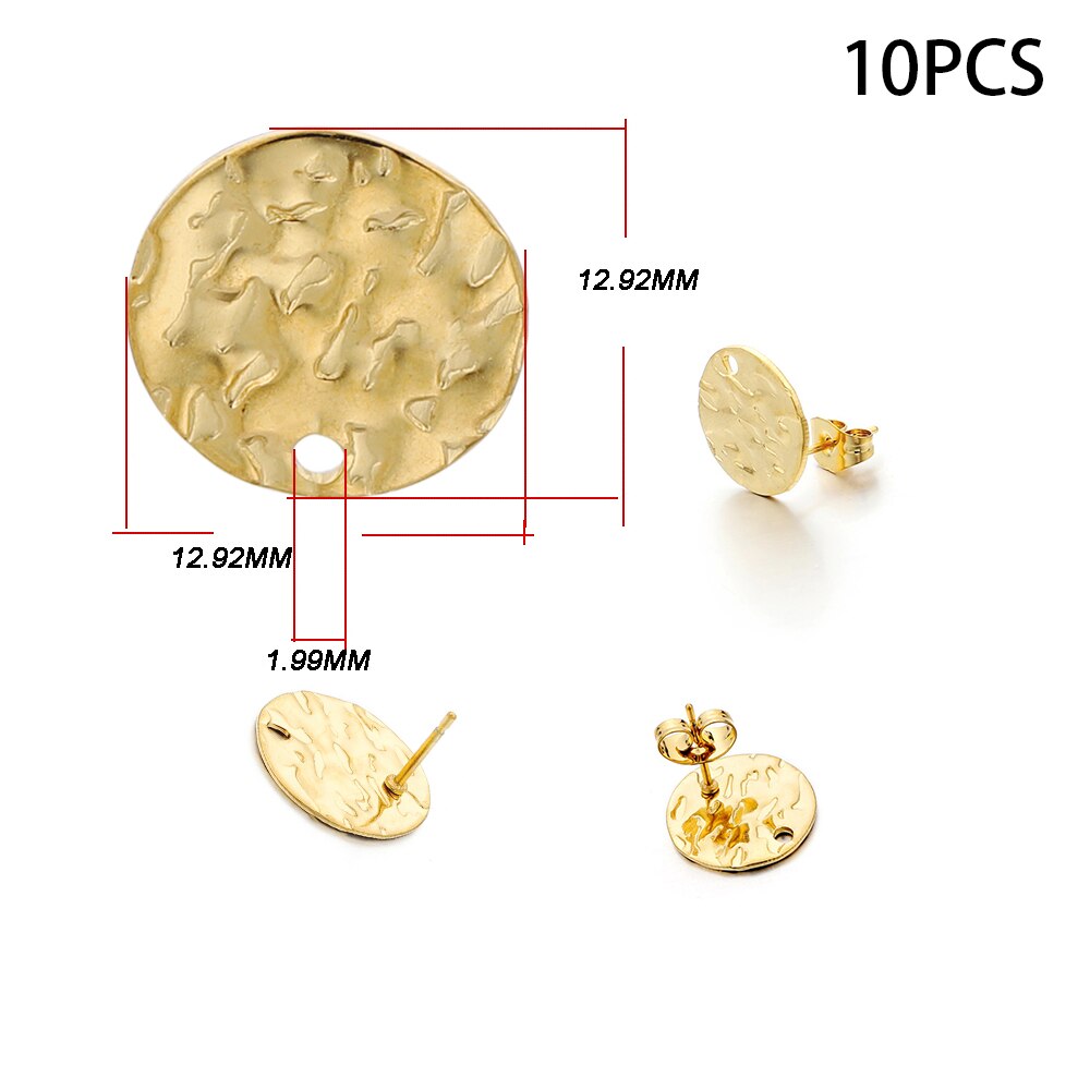 Clous de boucles d'oreilles vierges en acier inoxydable, 10-20 pièces