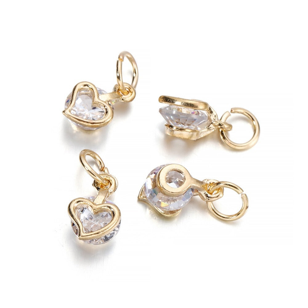 Breloques cœurs en strass, 10 pièces