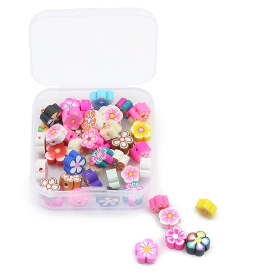 50pcs Plum Blossom Polymer Clay Beads DIY Kit