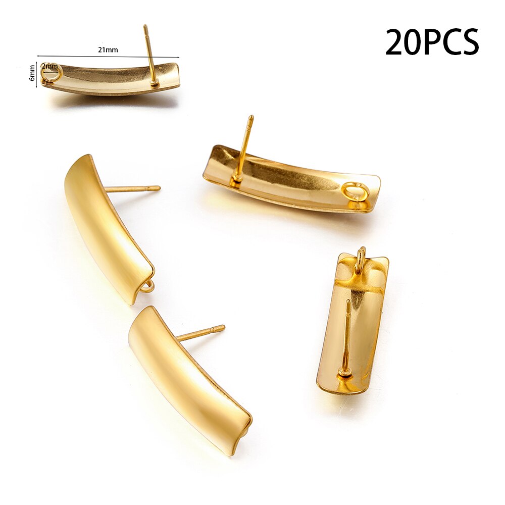 Clous de boucles d'oreilles vierges en acier inoxydable, 10-20 pièces