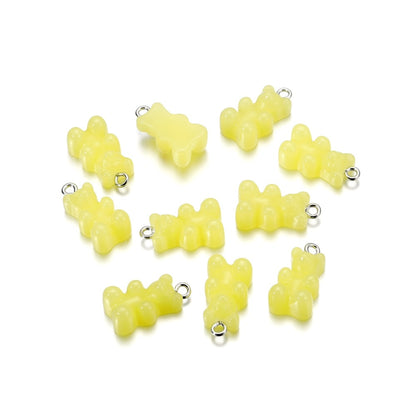 Candy Color Resin Mini Bear Charms, 10pcs