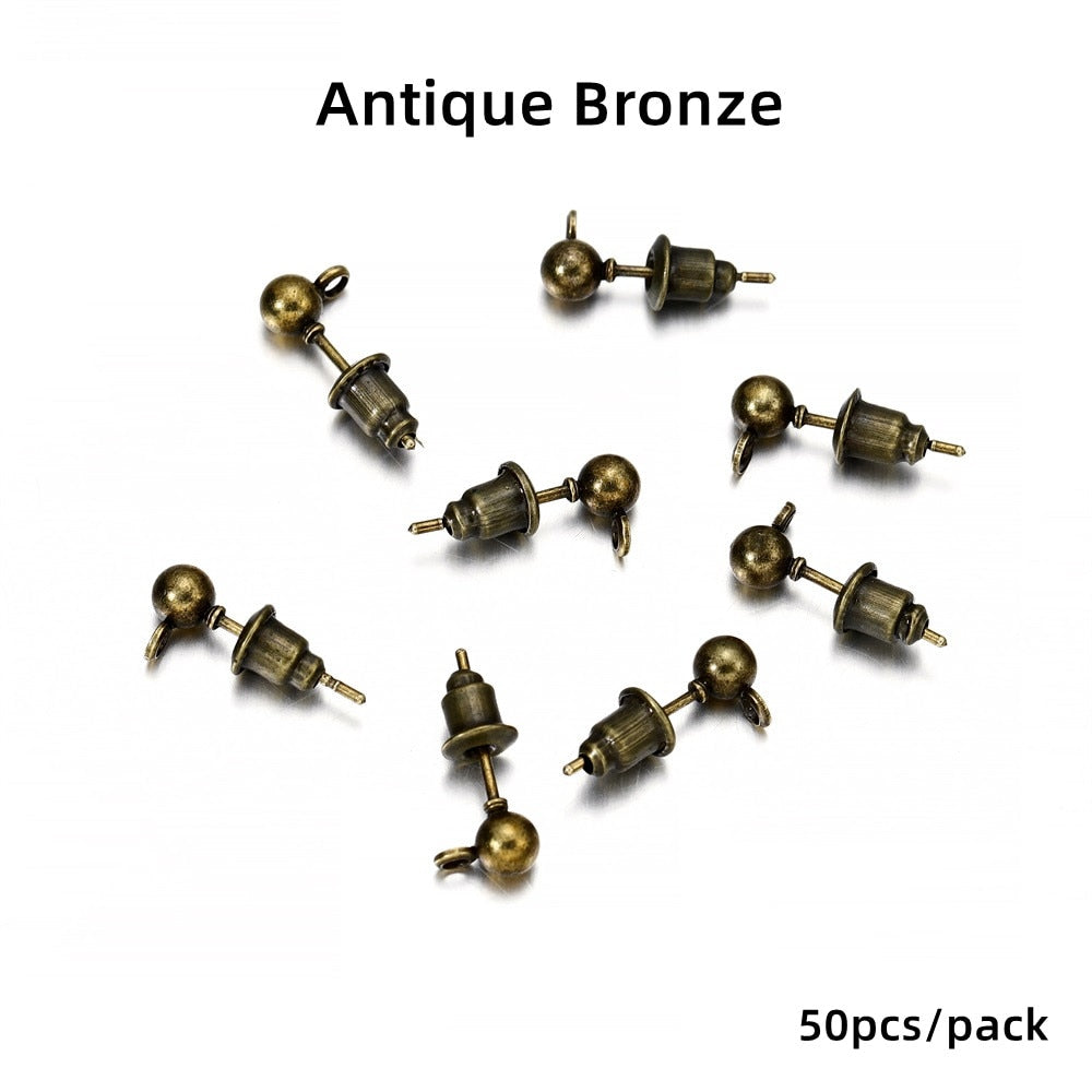 Épingles de base pour boucles d'oreilles à tige de 3 à 6 mm, 20 à 50 pièces
