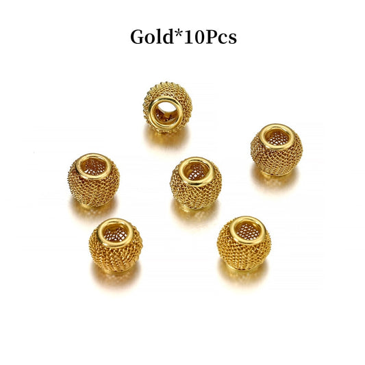 10x12mm Metal Mesh Spacer Bead, Big Hole, 10pcs