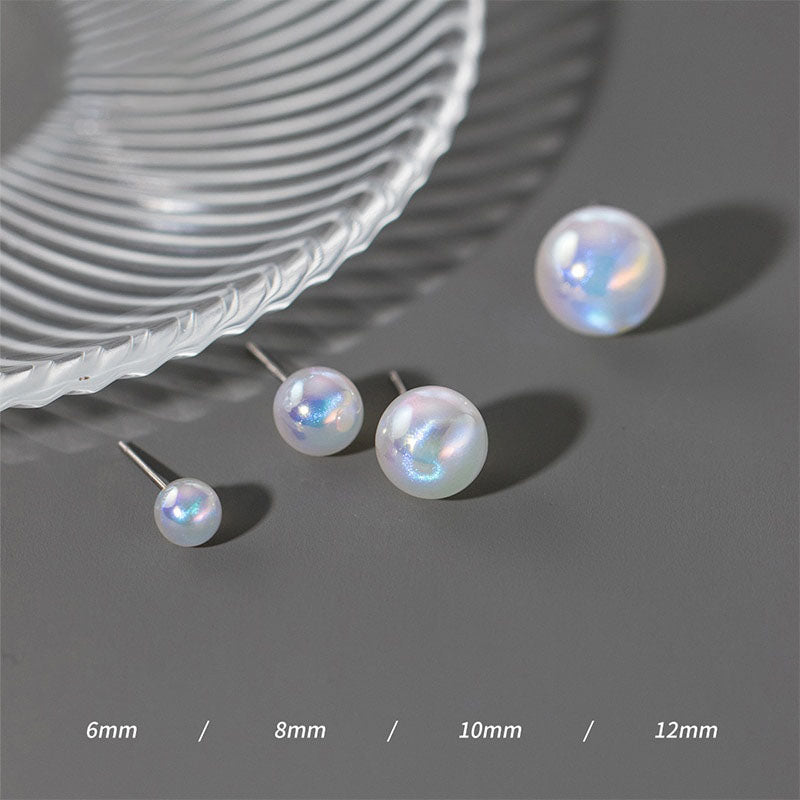 Rainbow Shell Pearl Stud Earrings