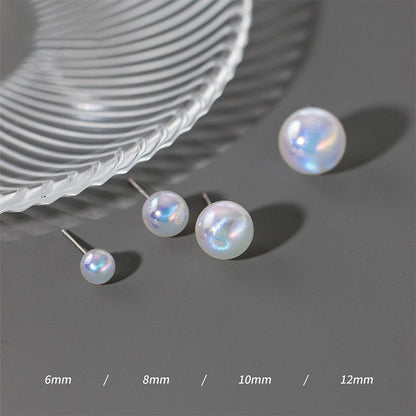 Rainbow Shell Pearl Stud Earrings