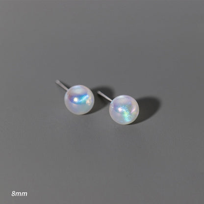 Rainbow Shell Pearl Stud Earrings
