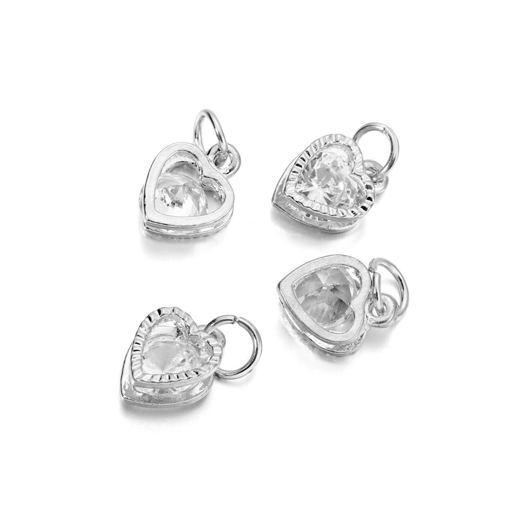 Breloques cœurs en strass, 10 pièces