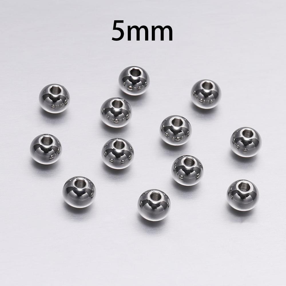 Round Stainless Steel Spacer Beads, 30-100pcs