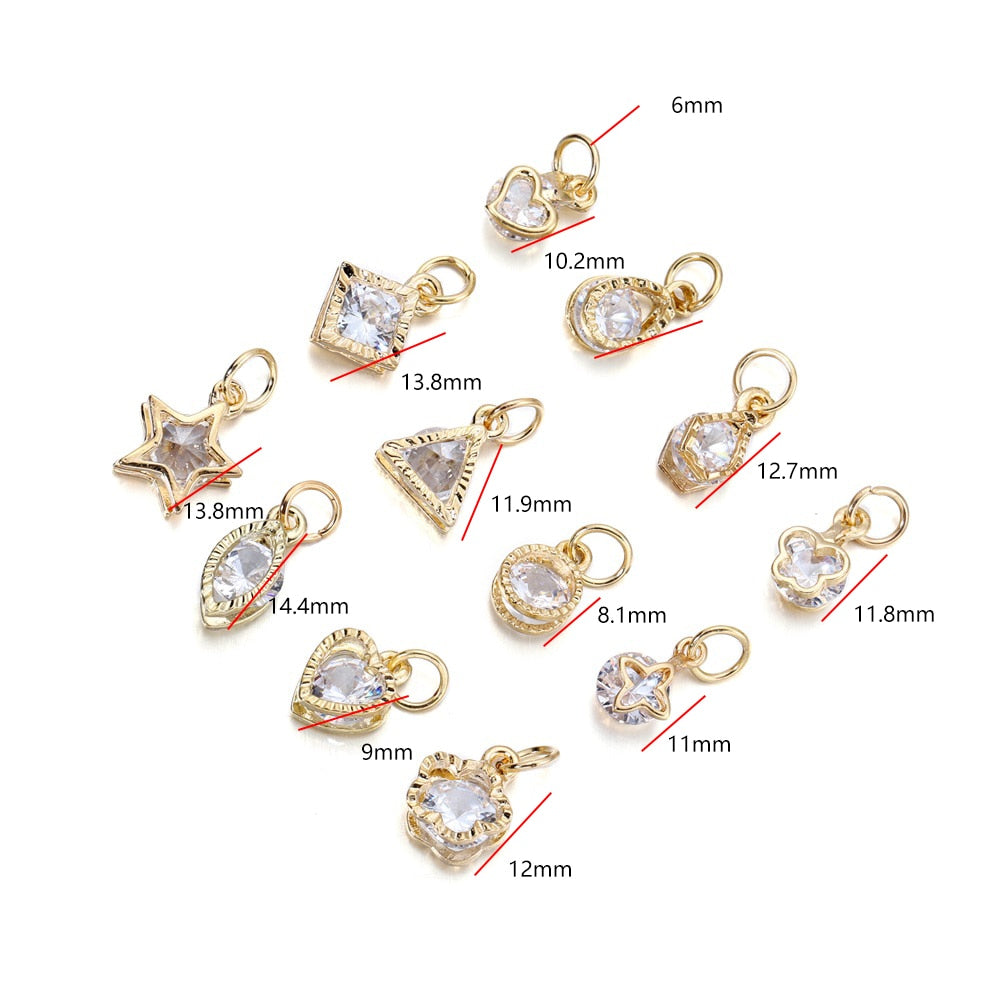 Breloques cœurs en strass, 10 pièces