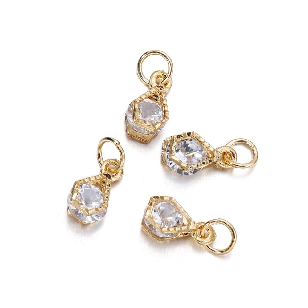 Breloques cœurs en strass, 10 pièces