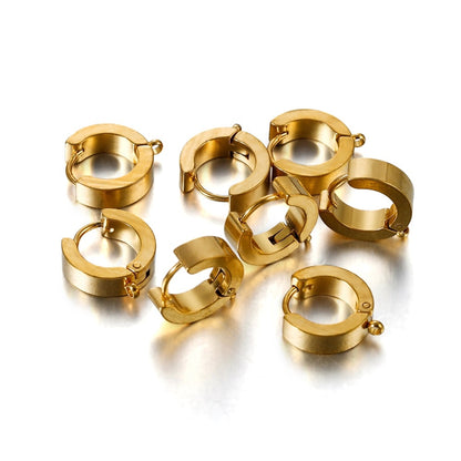 Crochets de boucles d'oreilles plats en acier inoxydable avec tige d'oreille ronde, 10 pièces