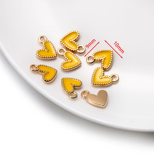 30Pcs 9x10mm Small Alloy Heart Charms Pendants