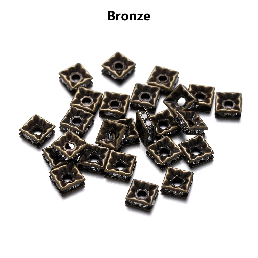 50 pièces de perles de strass carrées de couleur AB