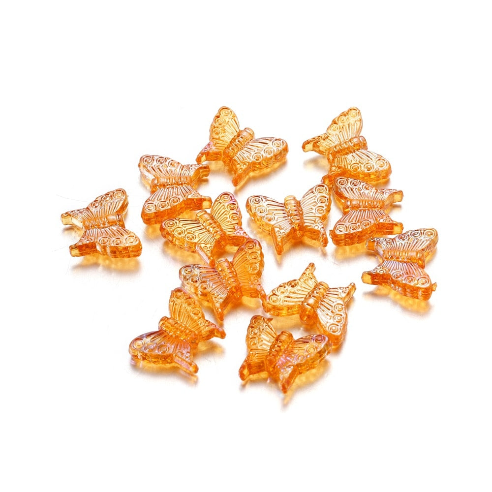 50 Stück Schmetterling AB Farbe Acryl Charms Perlen