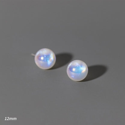 Rainbow Shell Pearl Stud Earrings