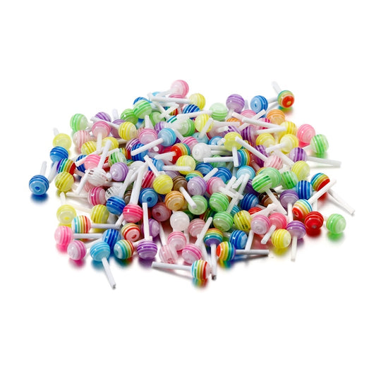 50pcs Acrylic Mixed Color Lollipop Charms