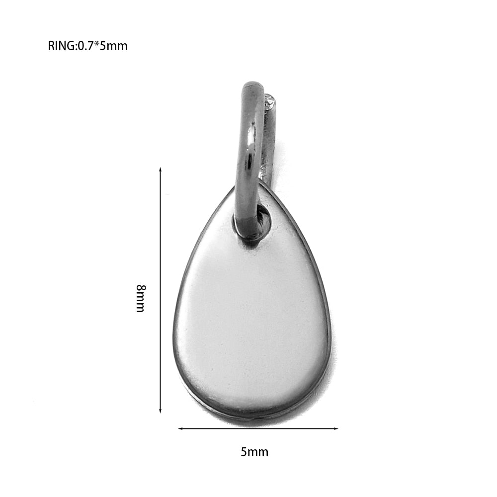 Stainless Steel Blanks Charms with Jump Ring (10Pcs)