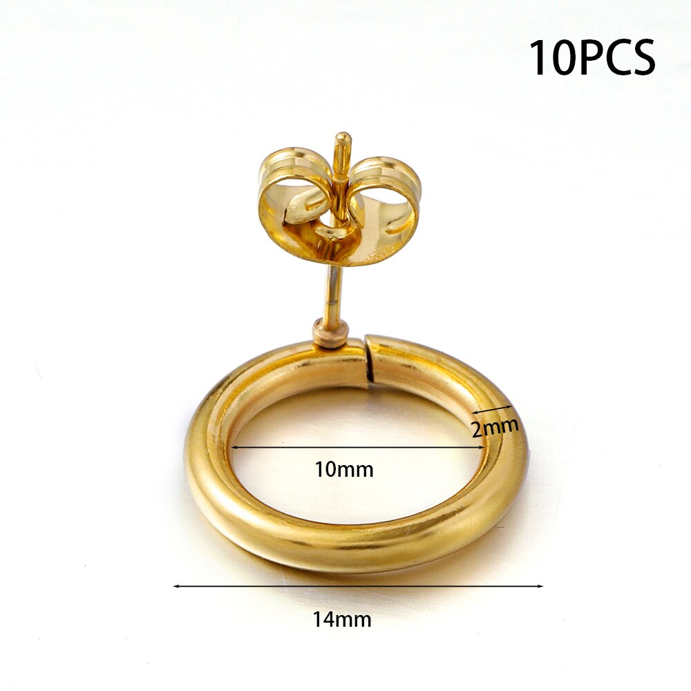 Clous de boucles d'oreilles vierges en acier inoxydable, 10-20 pièces