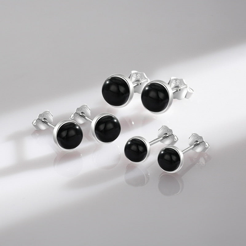 Black Agate Stud Earrings