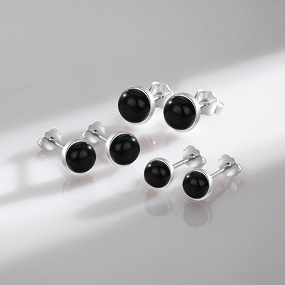 Black Agate Stud Earrings