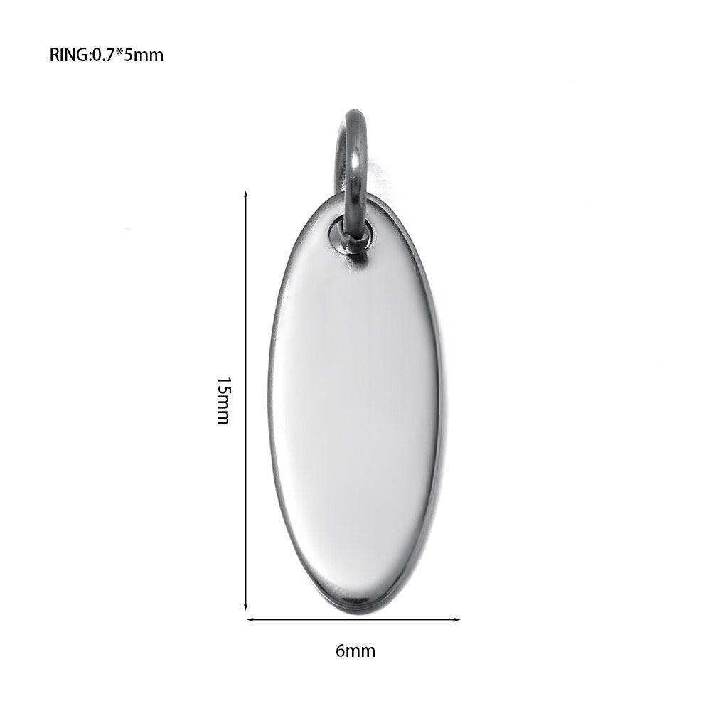 Stainless Steel Blanks Charms with Jump Ring (10Pcs)