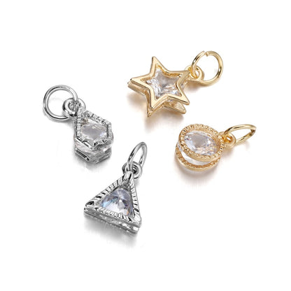 Breloques cœurs en strass, 10 pièces