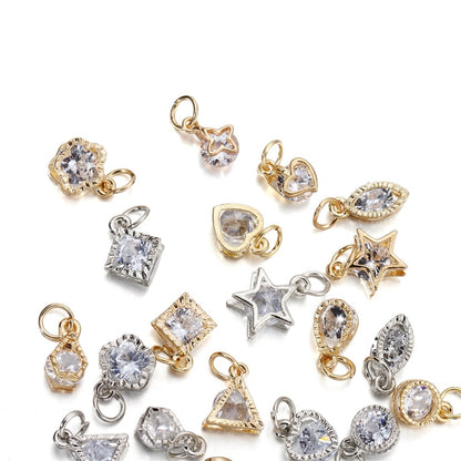 Breloques cœurs en strass, 10 pièces
