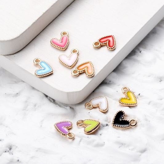 30Pcs 9x10mm Small Alloy Heart Charms Pendants