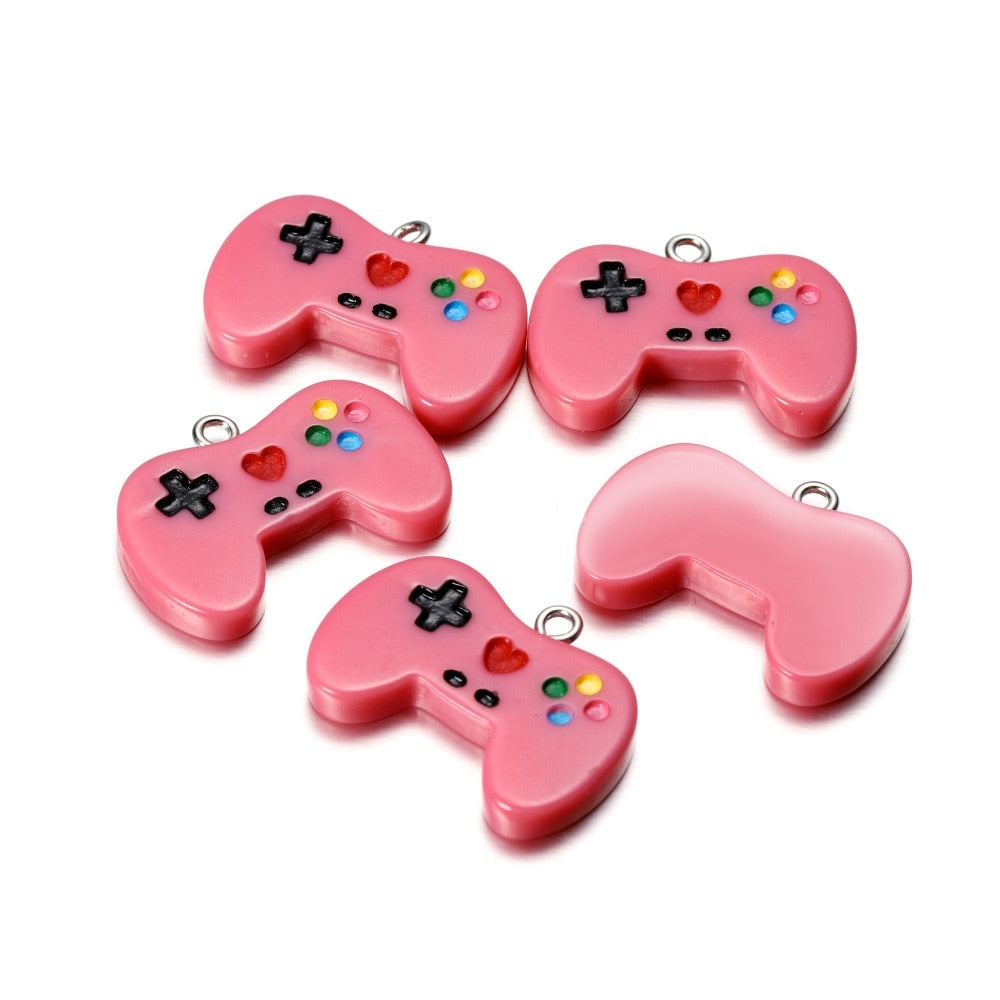 Bunte süße Gamepad-Harz-Anhänger, 10 Stück