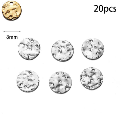 Runder Falten-Charms-Anhänger aus Edelstahl, 20–50 Stück