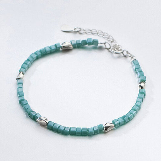 Bracelet réglable carré en cristal vert