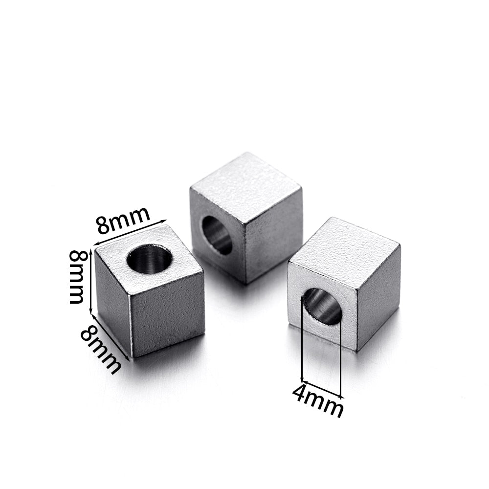 Perles d'espacement en tube et cube en acier inoxydable, 20 pièces