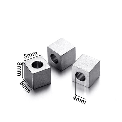 Perles d'espacement en tube et cube en acier inoxydable, 20 pièces