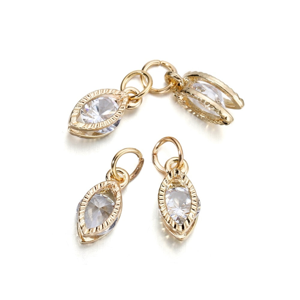 Breloques cœurs en strass, 10 pièces
