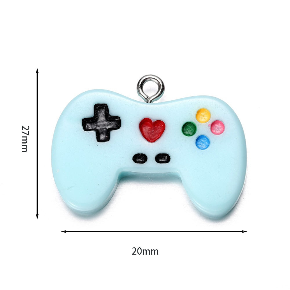 Bunte süße Gamepad-Harz-Anhänger, 10 Stück